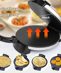Automatic Electric Roti Maker 10 Inch Non Stick Tortilla Press Machine with heating elements, ideal for quick cooking.