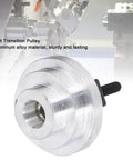 Mini Lathe Belt Transition Pulley with Spindle for MX 210 WM 210, aluminum, shown in front view, upgrade part for smoother shifts