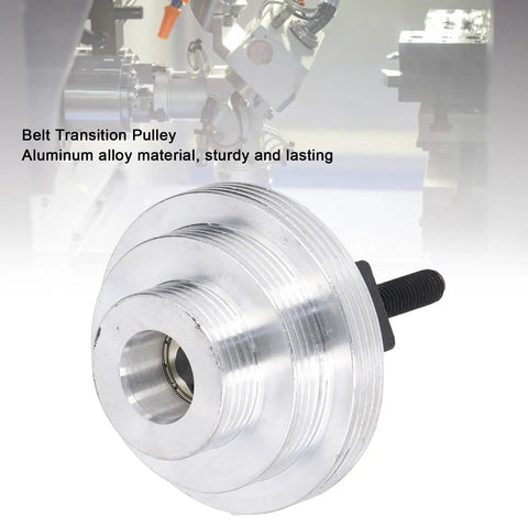 Mini Lathe Belt Transition Pulley with Spindle for MX 210 WM 210, aluminum, shown in front view, upgrade part for smoother shifts