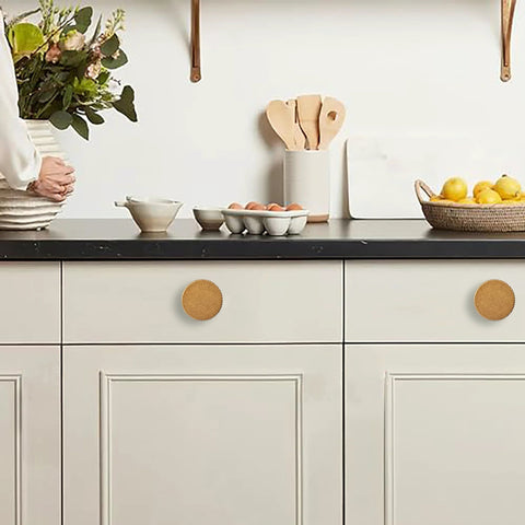 Antique Brass Cabinet Knobs 1 Inch Solid Finish 25mm Drawer Pulls Set Of 10 For Cabinets And Drawers Kitchen Hardware installed on white cabinets