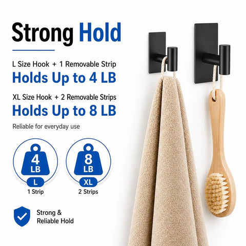 Five Pack Heavy Duty Adhesive Wall Hooks With Removable Strips For No Damage Hanging In Bathrooms Showers Outdoor Use Stainless Steel 304
