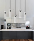 Dope Adjustable Bubble Glass Kitchen Island Pendant Light 1 Light Modern Linear LED Ceiling Fixture Warm White 4000K