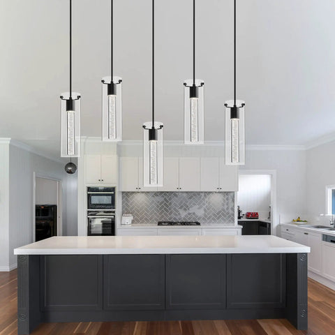 Dope Adjustable Bubble Glass Kitchen Island Pendant Light 1 Light Modern Linear LED Ceiling Fixture Warm White 4000K