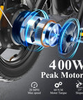 Folding Electric Bike For Adults And Teens With 400W Motor UL Certified Commuter Ebike 23 MPH Top Speed And 25 Mile Range 36V 10Ah Battery Dual Disc Brakes Compact Portable And Easy To Fold, 400W peak motor