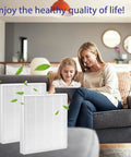 Mother and daughter with E300L True HEPA Replacement Filter 2 Pack for MOOKA Air Purifier in living room