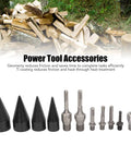 Tough As Nails 11 Piece Firewood Splitting Drill Bit Set With Heavy Carbon Steel Cone Bits in various sizes for power drills.