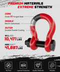 Three Quarters Inch D Ring Shackle Set, Two Pack, Heavy Duty Forged Steel With Seven Eighths Inch Pin, Red, Cutaway View