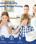 Family enjoying water with Four Pack Replacement Water Filter Set For Water Drop WD PF 01A Plus, highlighting benefits