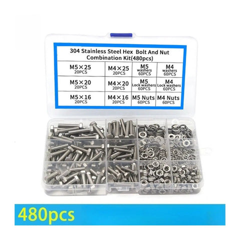 480 Pcs M4 And M5 Stainless Steel Socket Bolts Set With Nuts Hex Drive Built To Last Corrosion Proof 304 Stainless For Furniture Machinery Electronics And DIY Projects, assorted bolts