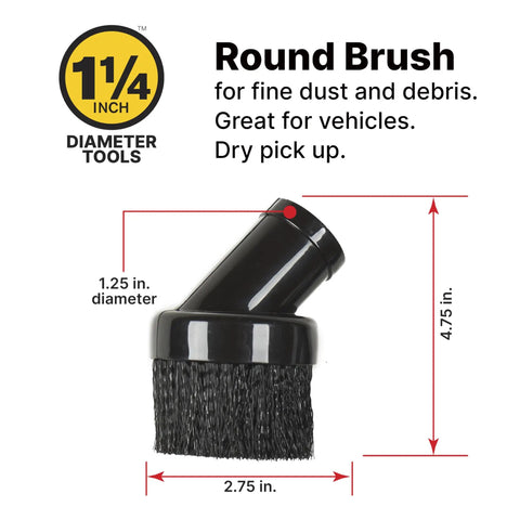 1.25 Inch Diameter Vacuum Cleaning Kit With Round Brush Crevice Tool And Gulper Nozzle In Black For Upholstery Drapes Blinds Car Interiors And Fine Furniture 1 Pack Built For Quick Cleanups