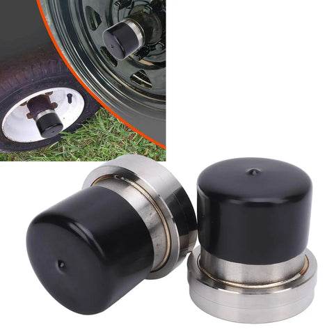 2 Pack Heavy Duty Trailer Bearing Protectors 2.441 Inch Diameter Stainless Steel Aluminum Alloy Wheel Bearing Guards close-up