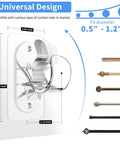 Diagram of 6 Pack Adhesive Curtain Rod Holders No Drilling Curtain Rod Brackets Renter Friendly Curtain Hangers Fits 0.5 To 1.2 Inch Rods