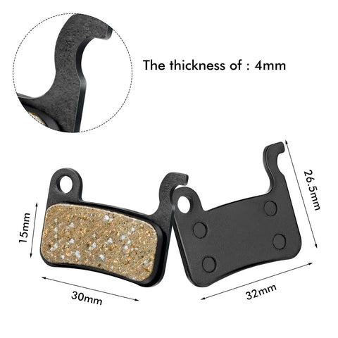 Dimensions of Resin Bicycle Disc Brake Pads Set 4 Pairs For Smooth Quiet Braking Easy Replacement Low Initial Bite Reduced Noise On Road