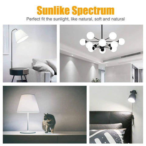 Natural Sunlight LED Bulbs 6000K Full Spectrum A19 9W 60W Equivalent E26 E27 Pack Of 3 home lighting in various setups