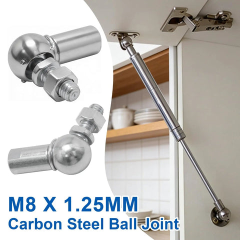 4 Pack M8 Right Thread Ball Head Joint Rod End Bearing Set, Universal Self Lubricating Ball Socket Joints for Cars, Hinges, Cabinets, 360 Degree Rotation, Durable Carbon Steel With Zinc Finish, M8 x 1.25mm carbon steel ball joint for cabinet hinge