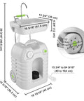 No Sweat 12 Gallon Heavy Duty Portable Hand Washing Station dimensions, sink with foot pump and wheels for easy transport.