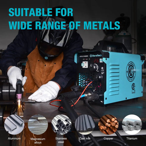 Operator using 40 Amp Non-Touch Pilot Arc Plasma Cutter With Dual Voltage 120 Volt And 240 Volt IGBT Inverter, Heavy Duty Portable
