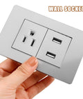 15 Amp Us Standard Wall Outlet With Dual Usb Charging Ports, Built Tough Pp Housing With Genuinely Solid Bronze Contacts, No-Hassle Hookup For Desk Lamps And Bedside Tables, Secure Screw Mount Receptacle in hand.