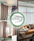 Flexible Curtain Track 10 Ft For RV And Home Use, Bendable Ceiling Curtain Rail System, Curved Shower Curtain Track For Corner Bathrooms, White Ceiling Mount Shower Rod, DIY Friendly Install, Perfect For Tight Spaces installed for bedroom and bay window curtains