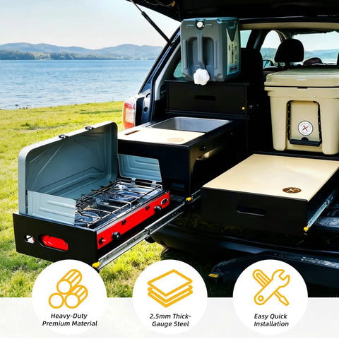 Heavy Duty Locking Drawer Slides With Full Extension Design And Smooth Glide Action Built Tough For Zero Hassle Mounting and storage.