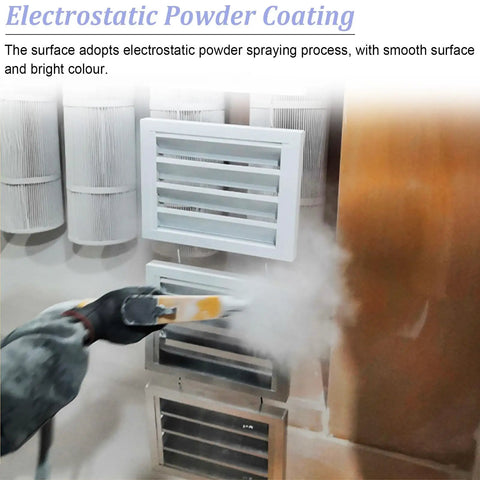 Universal Aluminum Access Panel With Smooth Shutter Vent For Drywall Or Ceiling Mount Featuring Nifty Pull Switch Operation during electrostatic powder coating process.