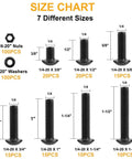 Size chart detailing Built Tough 305 Piece 1/4-20 Bolt And Nut Assortment Kit with various lengths and quantities.