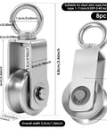 Eight Pack Cable Pulley Wheel Set In 304 Stainless Steel For Heavy Duty Lifting And Rigging, Workhorse Grade Bearing Rope Pulleys For Hoisting Towing And Winch Systems With Smooth Operation And Rust Resistance, 8pcs 3.2cm