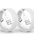 Two white USB A To USB C Car Charger Cable For iPhone 17 16 15 Seamless CarPlay Connection 3ft 2 Pack Fast Charging