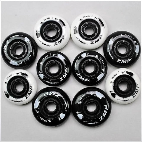 Top view of Eight Pack Inline Skate Wheels With Bearings For Rollerblades 72mm 76mm Or 80mm 85A Hardness Indoor Outdoor Replacement