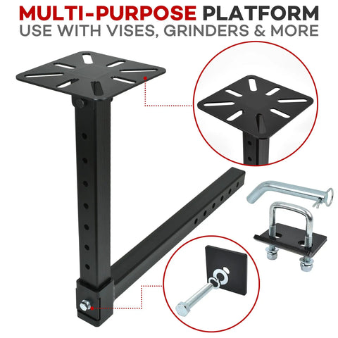 Heavy Duty Hitch Vise Mount Plate For 2 Inch Receivers Adjustable Height Vise Holder Portable Bench Vise Stand