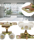 Sliding Pocket Door Rollers Assembly, 2 Pack Top Hanger Replacement Kit For Johnson Bypass Closet Doors, shown with 3/4 inch roller wheels.