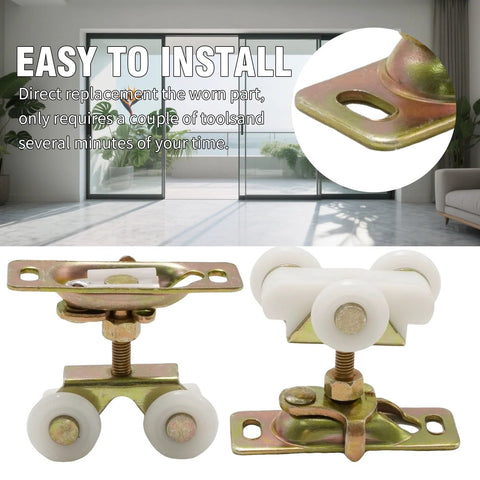 Sliding Pocket Door Rollers Assembly, 2 Pack Top Hanger Replacement Kit For Johnson Bypass Closet Doors, shown with 3/4 inch roller wheels.