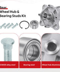 Rear Wheel Hub And Bearing Studs Kit For Polaris ATV And SxS RZR 800 And Sportsman Series with parts layout including hub, studs, bearing, and ring.