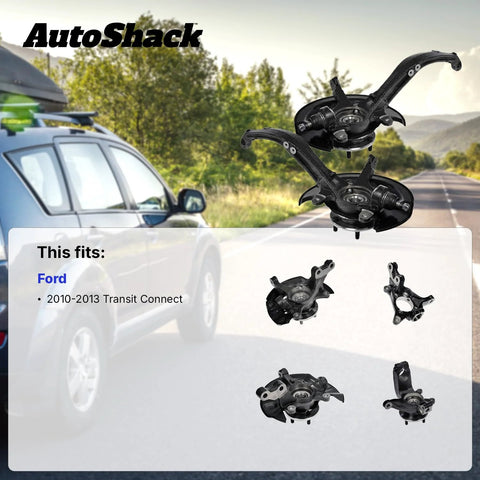 Image showing Front Steering Knuckles And Wheel Bearing Hub Assembly Set For 2010 To 2013 Ford Transit Connect, 2 Piece Replacement Kit