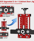 DIY Ready 2-In-1 Cabinet Door Mounting Jig With Drill Bits For Framed And Frameless Cabinets, Adjustable Positioner