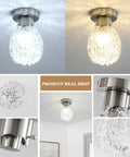 Crystal Chandelier 4 Light Flush Mount Ceiling Light Fixture With G9 Socket, 11.8-inch Diameter, in modern home settings.