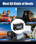 Two Pack 12V 10Ah LiFePO4 Battery With Built-In BMS for fish finders, ride-on toys, RV camping, and walkie-talkies.