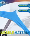 Top Tier Blue Nitrile Gloves Food Safe Grade 6 Mil Thick Latex Free Kitchen Cooking Cleanup 100 Count Roll with scissor showing durability.
