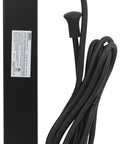 Six Outlet Metal Power Strip With Ten Foot Cord Built In Circuit Breaker Protects Against Overloads Lighted On Off Switch Slim Plug Lets Furniture Sit Closer To Wall Two Wide Spaced Outlets For Transformer Plugs, black metal housing, long cable
