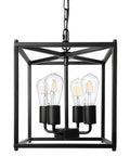Four Light Black Farmhouse Chandelier With Iron Lantern Pendant Light Rustic Cage And Totally Adjustable Height Industrial E26