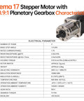 Geared Nema 17 Stepper Motor With Integrated Planetary Gearbox 2 Phase 1.8 Degree Step 0.55 Nm High Torque
