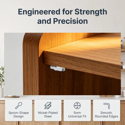 Heavy Duty 80 Piece 5mm Iron Shelf Pegs Nickel Plated Spoon Shape Cabinet Supports For Bookcases And Cabinets Keeps Shelves Level And Snug