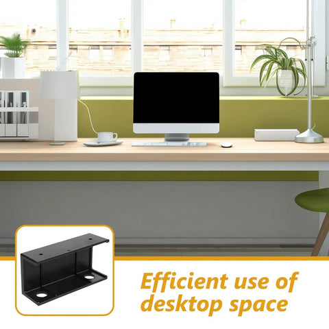 Slick Under Desk Laptop Mount With Adjustable Angle Plastic Shelf To Free Up Your Daily Desk Space Clean Keyboard Stand And Totally Reliable Ergonomic Workstation Setup in a modern workspace.