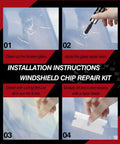 Hassle Free Windshield Chip Repair Kit Using Sun Activated Resin For Fast Auto Glass Crack Fixes Skip The Mechanic Save Some Green Quick Five Minute Diy Car Windshield Fix Two Bottle Kit installation instructions images showing each step of the repair process.