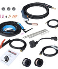 Welding accessories for 205 Amp All In One MIG TIG Stick Arc Welder Dual Voltage 110V And 230V, including cables and spools.