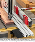 Rock Solid 36 Inch Auxiliary Rip Fence For Table Saw Job Site Extension Featuring Straight Shooting T Track Rails and Dual Jaw Clamping Blocks For Dead Accurate Cuts on band saw