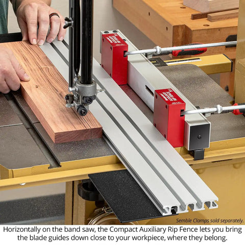 Rock Solid 36 Inch Auxiliary Rip Fence For Table Saw Job Site Extension Featuring Straight Shooting T Track Rails and Dual Jaw Clamping Blocks For Dead Accurate Cuts on band saw