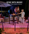 Family enjoying barbecue illuminated by Low Voltage Outdoor LED RGBW Landscape Lights 12V 8W, 400LM Smart Path Lights.