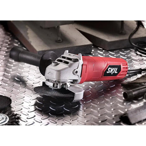 Workhorse 6 Amp 4-1/2 Inch Angle Grinder With 11000 RPM Tool Free Guard Heavy Duty Metal Gear Housing Compact Grip For Easy Control Vibration Reducing Handle And Wrench Storage For Quick Smooth Grinding