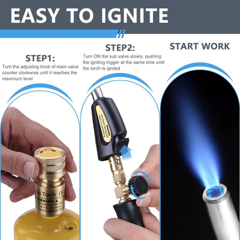 Instructional guide for Pro Grade Propane Torch Hose Kit With 3.6 Foot Hose, MAP Gas Torch Kit With Trigger Start and Adjustable Heat.